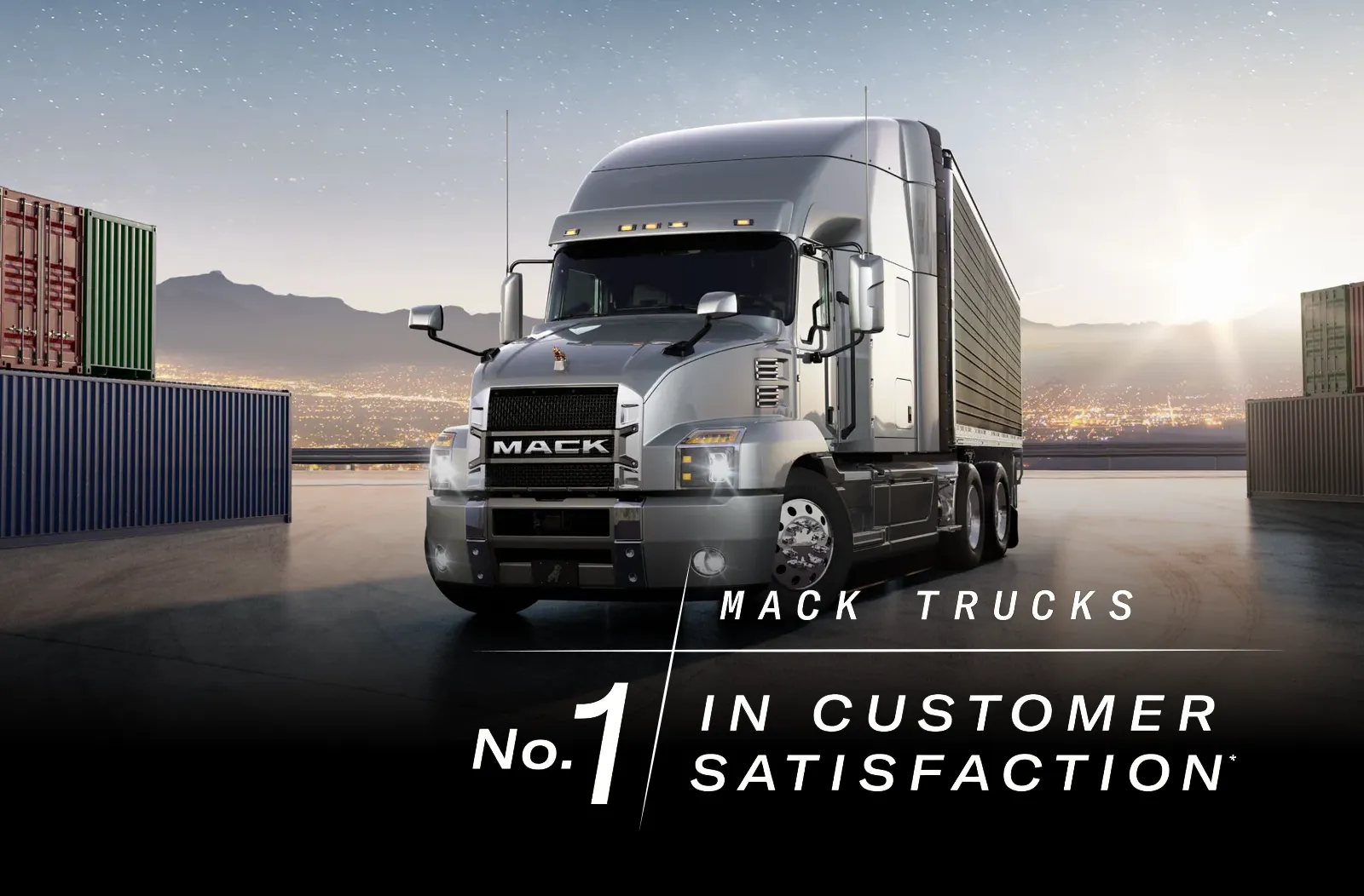 Tractocamión Mack Anthem en puerto logístico