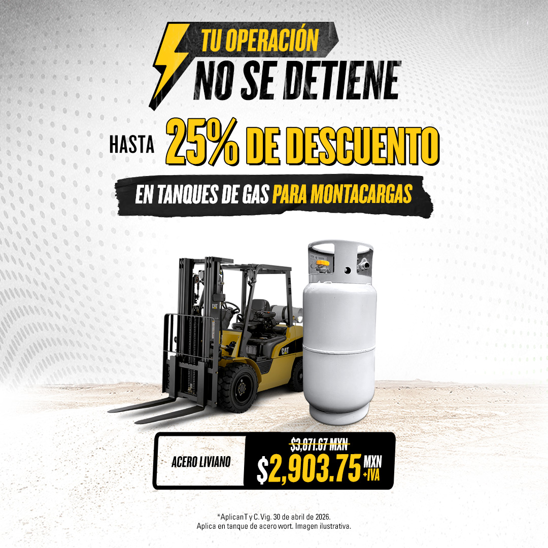 Promoción 25% descuento en tanques de gas para montacargas