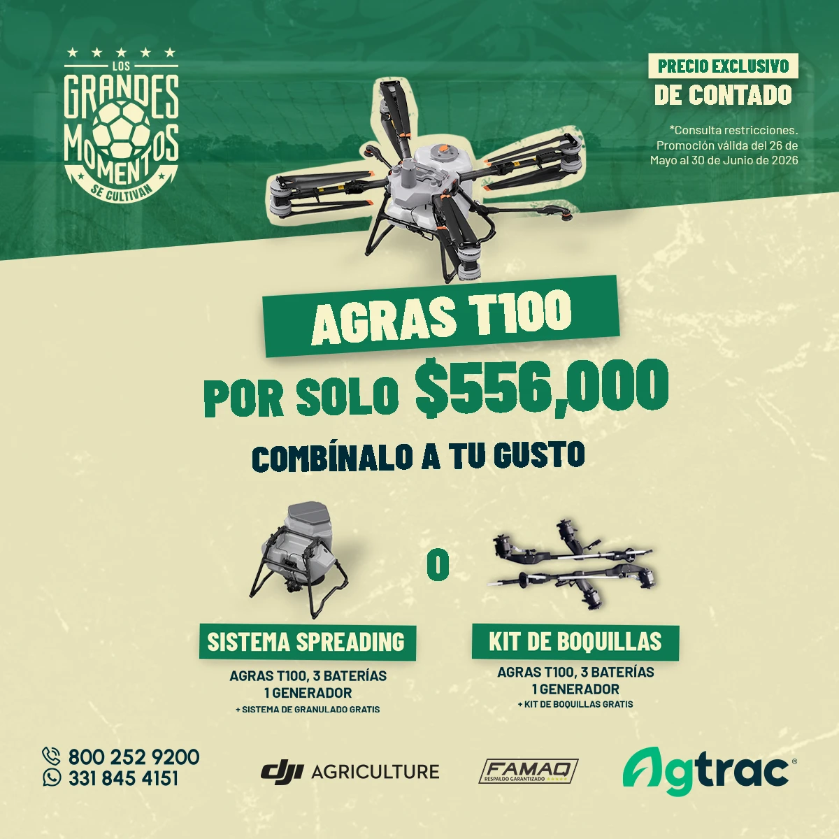 DJI Agras T100 – $556,000 MXN precio de contado